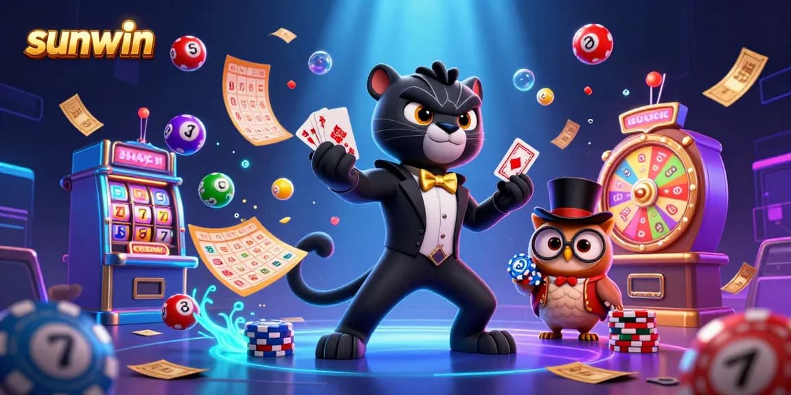 Play with sunwin's vibrant casino characters amidst thrilling gaming elements.
