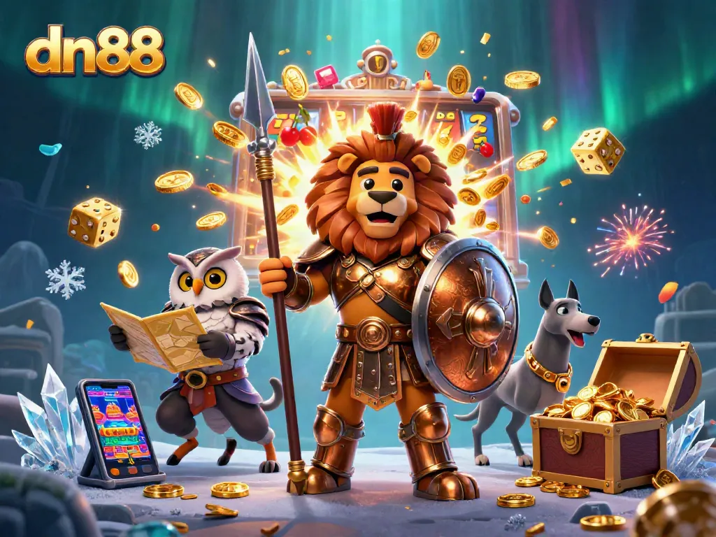 Experience exciting gameplay at dn88 with a dynamic 3D casino scene featuring jackpot moments and vibrant animations.