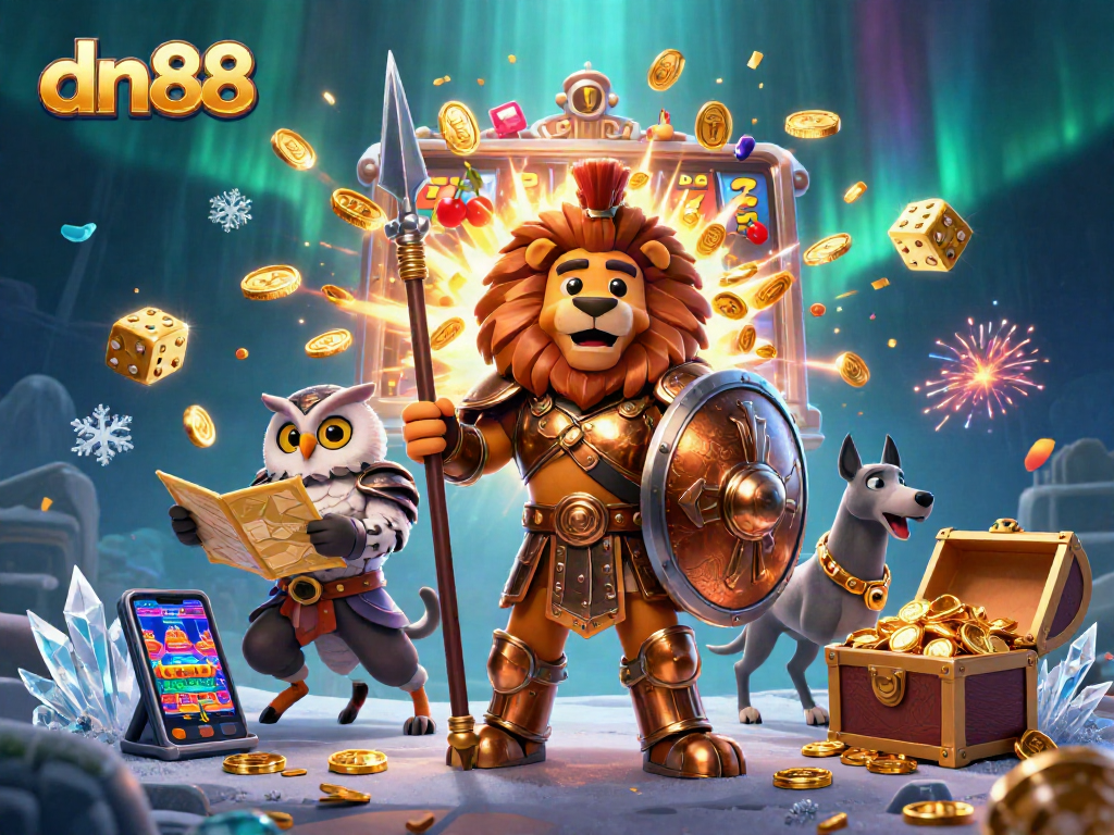 Experience exciting gameplay at dn88 with a dynamic 3D casino scene featuring jackpot moments and vibrant animations.