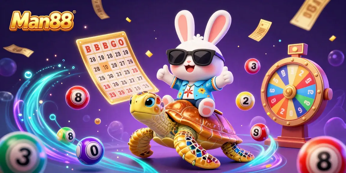 Experience thrilling excitement at Man88 with a dynamic scene of a lucky rabbit and golden sea turtle.