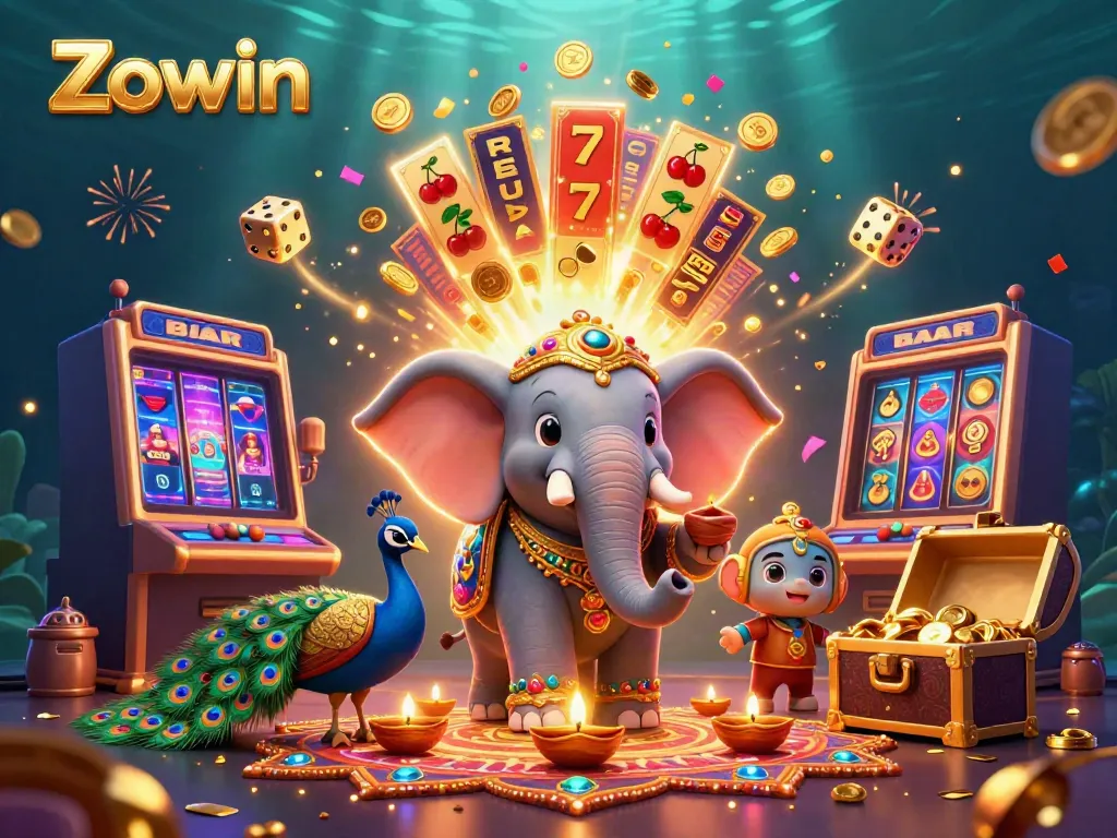 Zowin offers an exciting casino experience with vibrant elephants and a jackpot explosion.