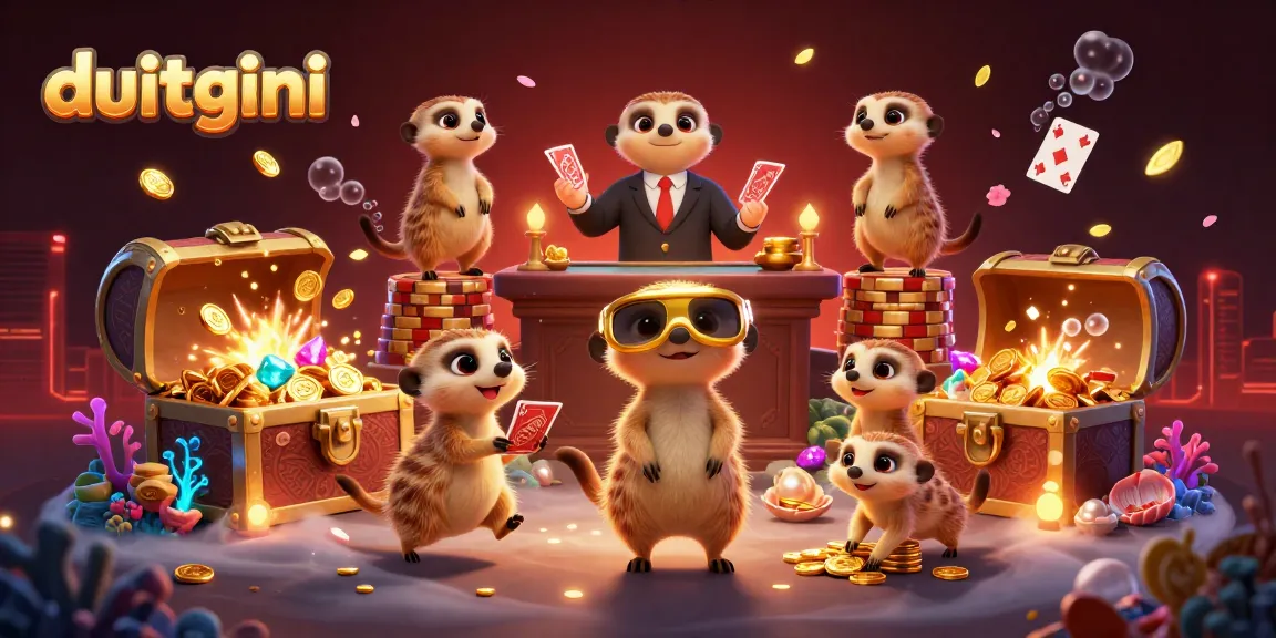 Dive into the excitement of duitgini's dynamic meerkat casino operation, featuring card dealers and a charming baby meerkat.