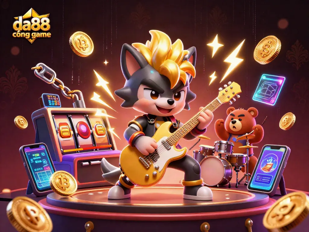 Engage with da88 cổng game through an electrifying casino scene featuring vibrant characters and dynamic game elements.