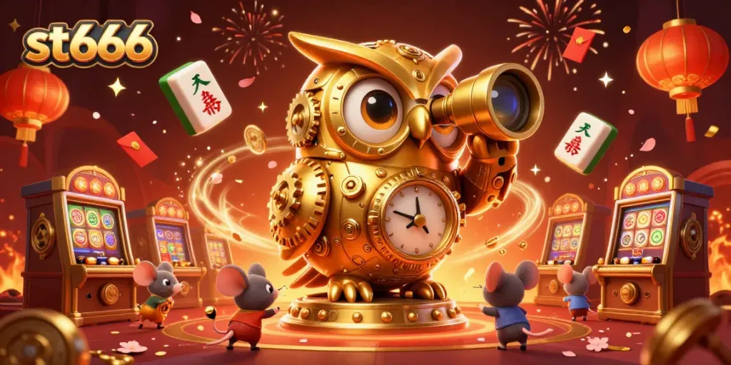 Join st666 in a vibrant casino adventure with playful characters and dynamic gaming elements.