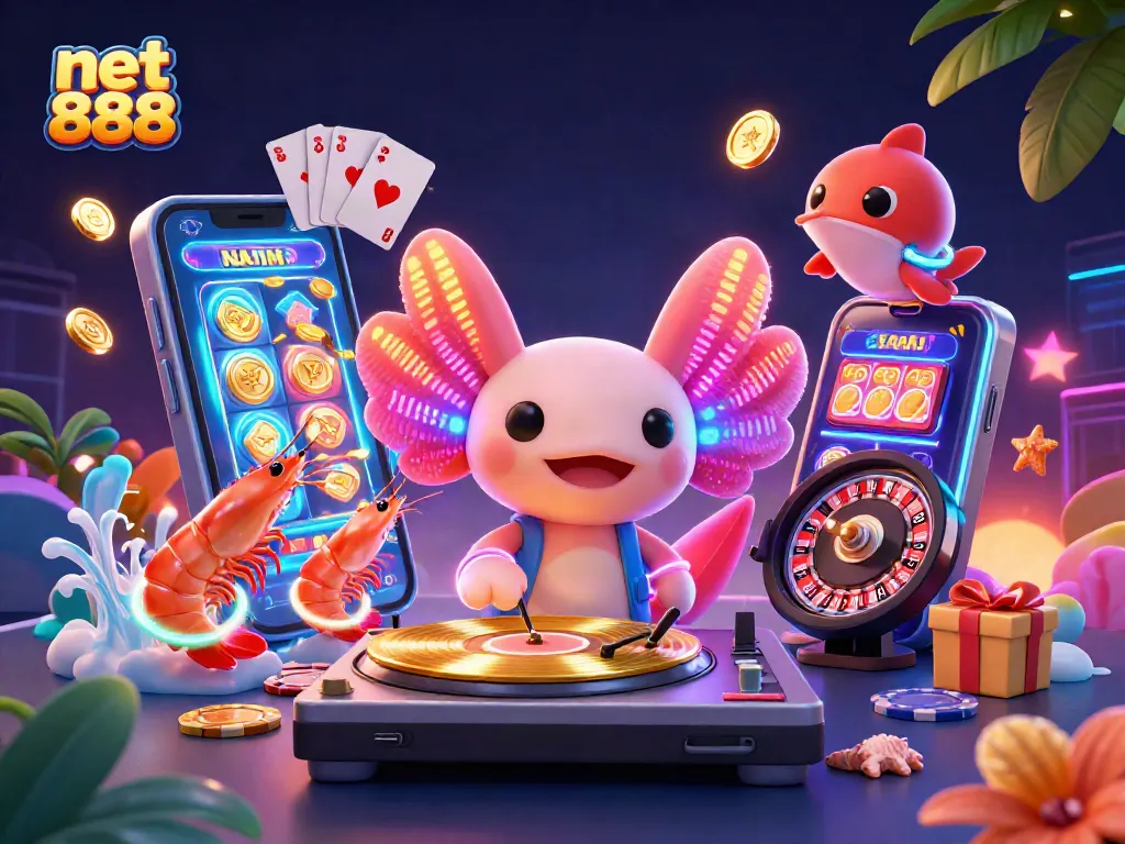 Experience net 888 with vibrant casino elements in an energetic underwater DJ party scene.