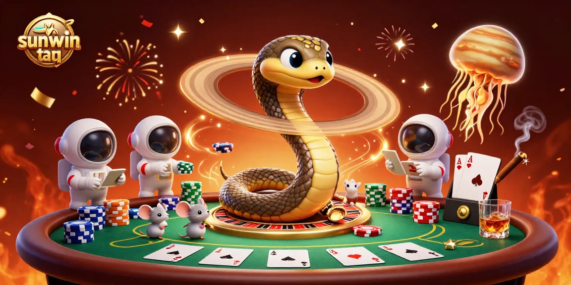 Place bets with sunwin tải as poker mice and a golden jellyfish dealer create excitement in a cosmic casino.