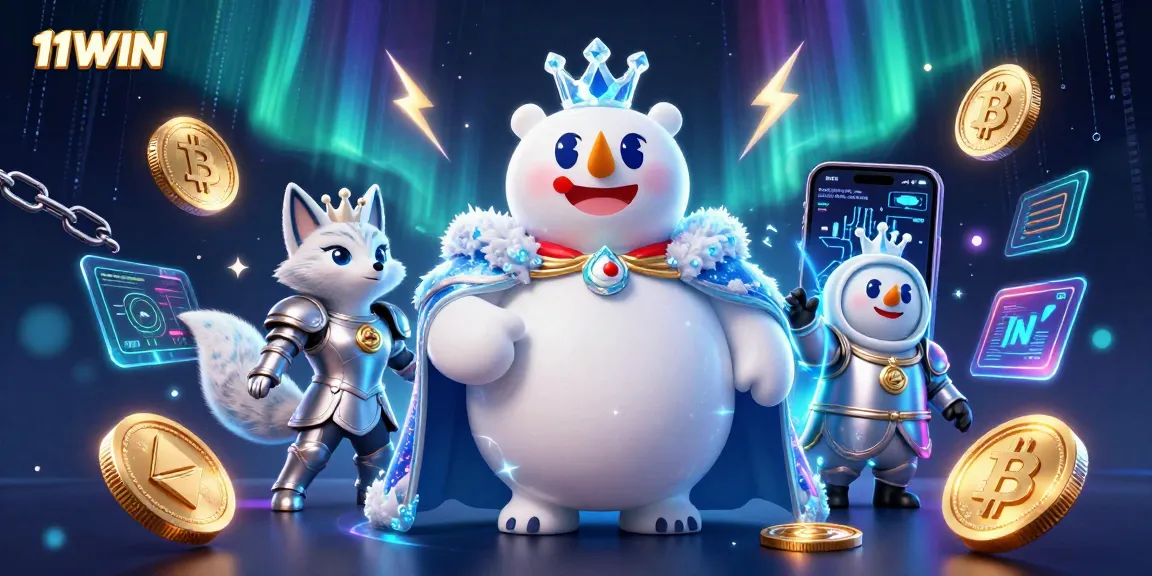 Win big at 11WIN with a powerful polar bear and snow fox amidst crypto excitement!