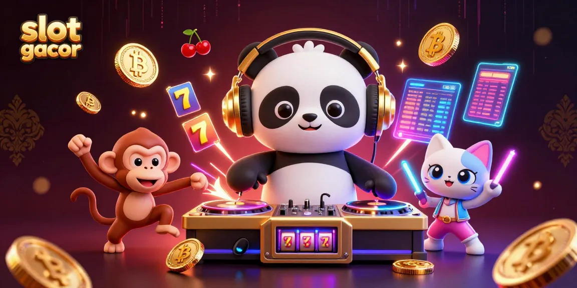 Experience the thrill of slot gacor with vibrant scenes of animated characters and casino elements.