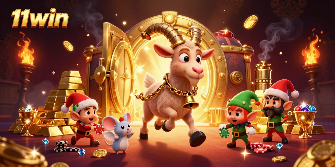 Engage with the thrilling world of 11WIN's festive horror casino scene featuring Krampus and elves.