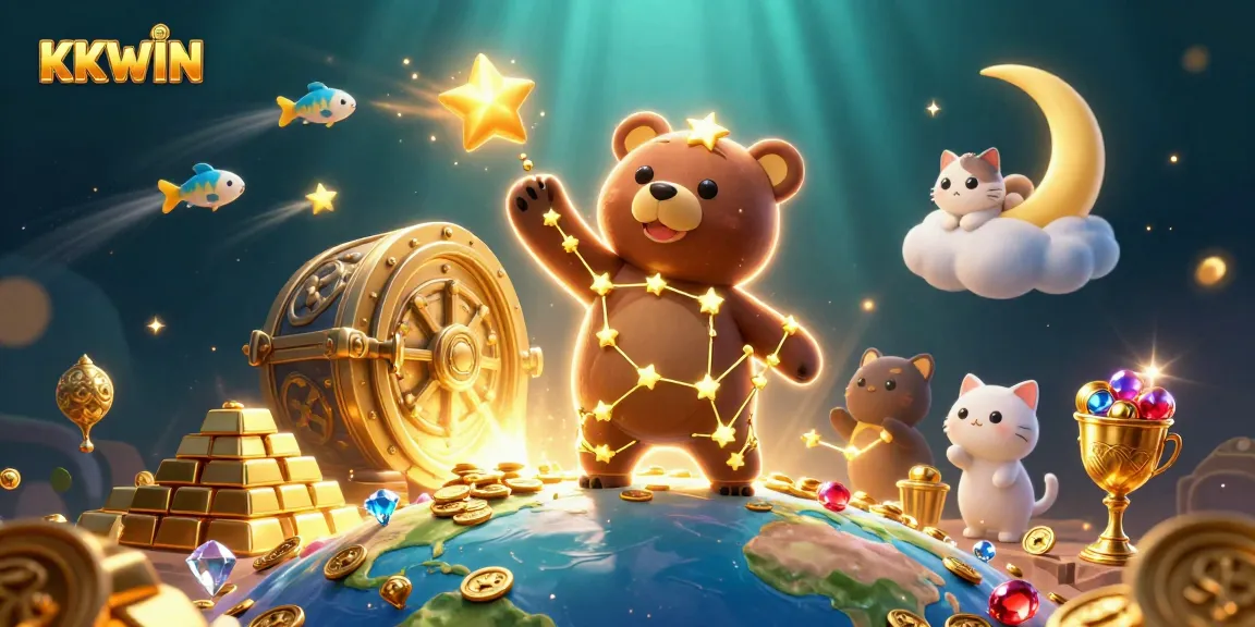 KKWIN players engage with a vibrant casino-themed illustration featuring riches, luck, and adventure