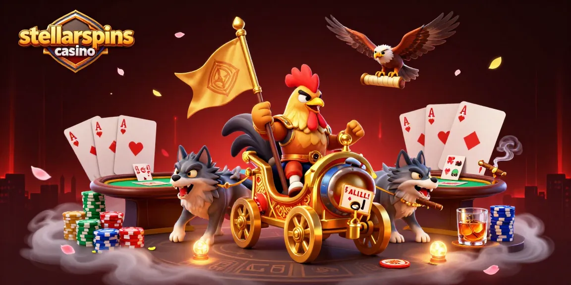 Join the action at stellarspins casino with battle-ready characters amidst vibrant gaming chaos